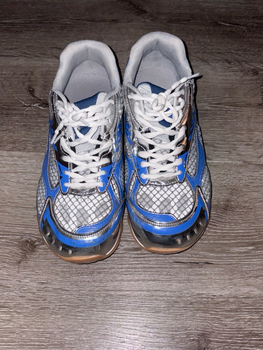 Bottega Veneta Blue, Silver and White Mesh Lace-Up Sneakers